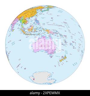 Carte politique de l'Océanie Anglais langue étiquetée Illustration de Vecteur