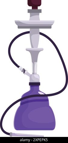 Shisha violet avec long tube debout sur fond blanc Illustration de Vecteur