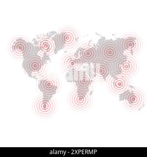 Carte du monde conflits globaux épicentre Illustration de Vecteur