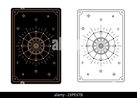 Roue de carte de tarot de la fortune. Les arcanes majeurs d'un jeu de cartes de tarot. Illustration de Vecteur