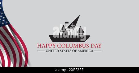 Conception de texte Happy Columbus Day Illustration de Vecteur