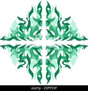 Illustration tribale de couleur verte avec ombre. Parfait pour les icônes, logos, éléments autocollants, éléments web, t-shirt, dessins de chapeau et de chaussures ainsi que tatouage Illustration de Vecteur