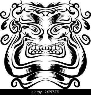 Illustration d'un masque tribal. Parfait pour les logos, tatouages, autocollants, designs de t-shirts, chapeaux Illustration de Vecteur