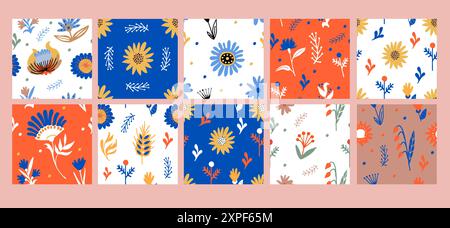 Vector Folk Slavic Pattern Set avec des motifs ukrainiens borderlines Design Deco Creative nature Design Art Illustration de Vecteur