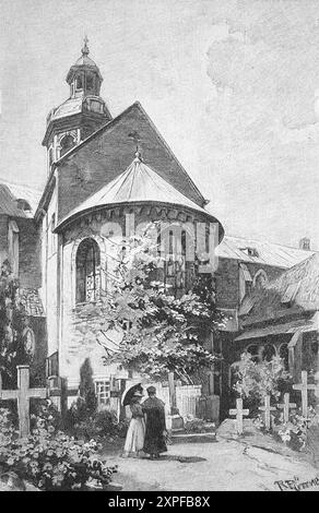 Der 1000-jährige Rosenstock am Dom von Hildesheim, um 1880, Niedersachsen, Deutschland, Historisch, Digital restaurierte Reproduktion von einer Vorlag Banque D'Images