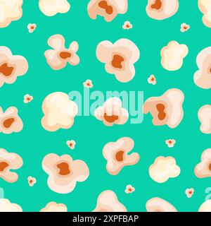 Popcorn sans couture. Morceaux de popcorns au beurre, restauration rapide pour le carnaval ou le festival. Snack populaire pour le cinéma, cirque, temps de fan de sport, néotérique Illustration de Vecteur