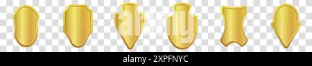 Collection de médailles de trophée de verre et de signe brillant. Ensemble de boucliers d'icône héraldique dorés réalistes. Illustration vectorielle. Illustration de Vecteur