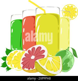Illustration d'une boisson de jus de fruit. Parfait pour les icônes, logos, éléments photo de thème de boisson fraîche, affiches sur le thème de la nourriture, bannières, autocollants Illustration de Vecteur