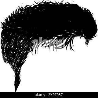 Illustration de cheveux noirs sous-dépouillés. Parfait pour autocollant, icône, logo, élément avec coiffure, thème barbershop. Illustration de Vecteur