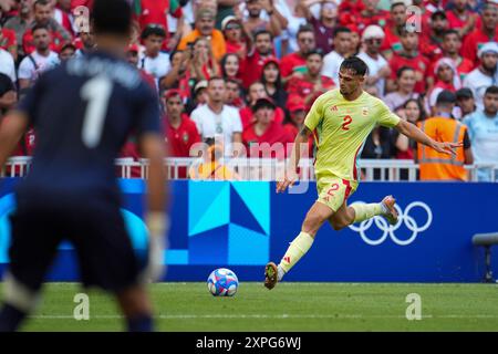 Marc Pubill (Espagne), Football, Men's demi-finale entre le Maroc et l'Espagne lors des Jeux Olympiques de Paris 2024 le 5 août 2024 au stade Vélodrome de Marseille, France Banque D'Images