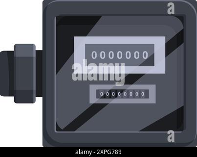 Compteur électrique suit la consommation d'énergie, avec son affichage numérique montrant une lecture numérique Illustration de Vecteur