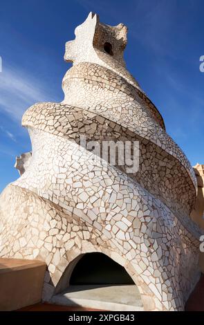 Sur le toit de Casa Mila ( la Pedrera ), Barcelone, Espagne Banque D'Images