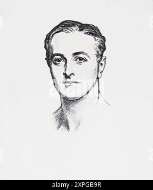 Un croquis de l'artiste américain John Singer Sargent (1856-1925) d'Arthur Rose Vincent (1876-1956), homme politique irlandais, avocat et propriétaire de Muckross House dans le comté de Kerry, en Irlande. Il est haut shérif du Kerry en 1915 et juge de paix. Il devient membre indépendant du Seanad Éireann à partir de 1931 pendant 9 ans. En 1932, souffrant de problèmes de santé, le domaine de Muckross est devenu trop difficile et trop cher, de sorte que Vincent et ses beaux-parents ont fait don de Muckross House et de son domaine de 11 000 hectares à l'État irlandais pour faire partie du parc national de Killarney. Banque D'Images