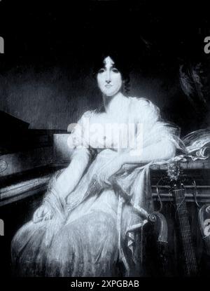 Un portrait par l'artiste anglais George Chinnery (1774-1852) d'Elizabeth Conyngham (née Denison), marquise Conyngham (1770-1861), était une courtisan et une noble anglaise. Mariée à Henry Burton Conyngham, 1er marquis Conyngham, de Slane Castle, dans le comté de Meath, Irlande, on pense qu'elle est la dernière maîtresse de George IV du Royaume-Uni. Banque D'Images