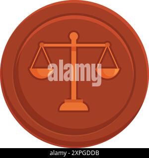 Pièce de bronze montrant des échelles, représentant la justice et le système juridique Illustration de Vecteur