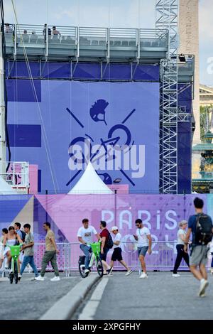 Paris, France. 04 août 2024. Illustration lors des Jeux Olympiques Paris 2024 à Paris, France le 4 août 2024. Photo de Karim ait Adjedjou/ABACAPRESS. COM Credit : Abaca Press/Alamy Live News Banque D'Images