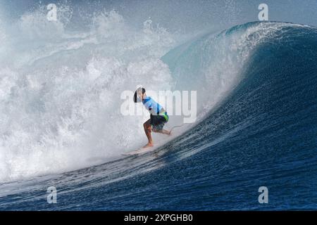 Tahiti, Polynésie française. 6 août 2024. Jack Robinson d'Australie Médaille d'argent, surf, médaille d'or masculine match aux Jeux Olympiques de Paris 2024 le 6 août 2024 à Teahupo'o à Tahiti, Polynésie française - photo Sylvain Lefevre/Panoramic/DPPI Media Credit : DPPI Media/Alamy Live News Banque D'Images