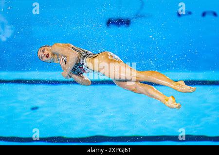 Paris, France. 05 août 2024. Jeux Olympiques, routine technique en natation artistique, équipe de France, au Centre aquatique Saint-Denis. Crédit : ABEL F. ROS/Alamy Live News Banque D'Images