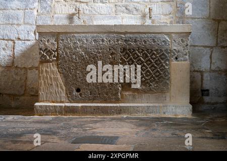 Bradford-on-Avon, Angelsächsische Dorfkirche composé Lawrence, Altar Banque D'Images