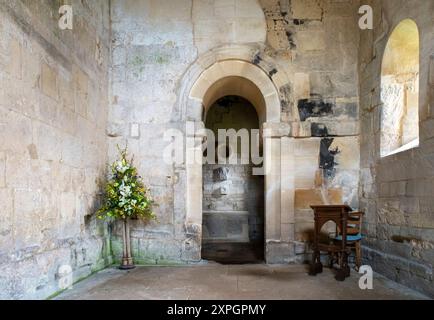 Bradford-on-Avon, Angelsächsische Dorfkirche composé Lawrence, Altarraum Banque D'Images