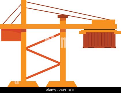 La grue portuaire soulève un conteneur pour charger la cargaison pour la logistique Illustration de Vecteur