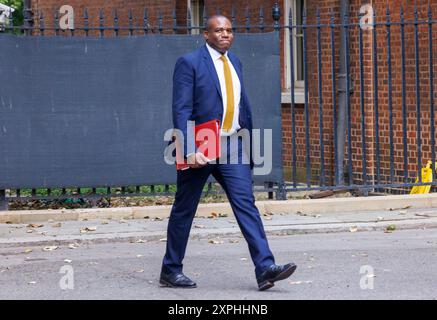 Londres, Royaume-Uni. 6 août 2024. David Lammy, ministre des Affaires étrangères, à Downing Street pour une réunion du Cabinet. Crédit : Mark Thomas/Alamy Live News Banque D'Images