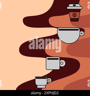 Une tasse classique avec une poignée remplie d'un riche liquide brun probablement du café Illustration de Vecteur