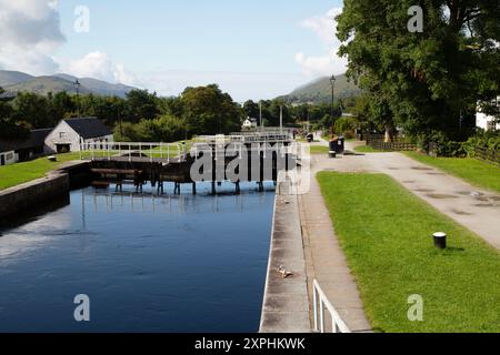 Escalier de Neptune un ensemble de huit écluses sur le canal calédonien, Banavie, Fort William, Écosse. Banque D'Images