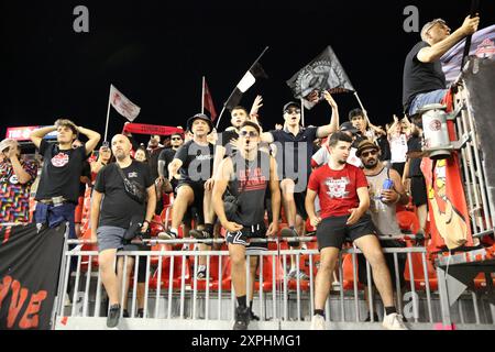 Toronto, ON, Canada, 19 juin 2024, les partisans du Toronto FC lors d’un match de soccer de la Ligue majeure entre le Toronto FC et le Nashville SC au BMO Field. Banque D'Images