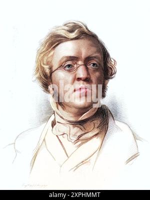 William Makepeace Thackeray, 1811-1863. Englischer Romanautor. Nach einer Zeichnung von Samuel Lawrence., Historisch, digital restaurierte Reproduktio Banque D'Images