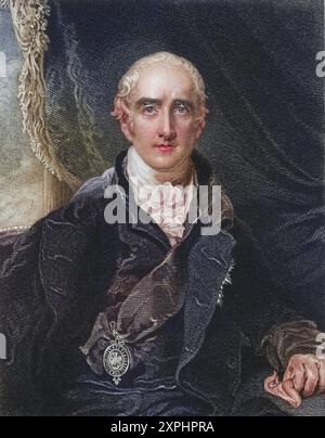 Richard Colley Wellesley, Marquis Wellesley (1760-1842) in Irland geborener britischer Staatsmann, älterer Bruder von Arthur Wellesley, Herzog von Wellington. Gouverneur général von Indien 1797-1805. Kupferstich nach einem Porträt von Thomas Lawrence., Historisch, digital restaurierte Reproduktion von einer Vorlage aus dem 19. Jahrhundert, date du dossier non précisée Banque D'Images