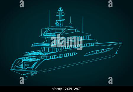 Illustration vectorielle stylisée de superyacht Illustration de Vecteur