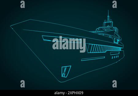 Illustration vectorielle stylisée de superyacht Illustration de Vecteur