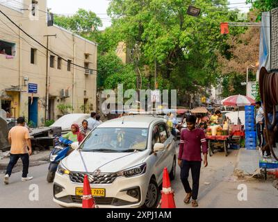 Scène de rue dans le vieux Delhi / Inde Banque D'Images