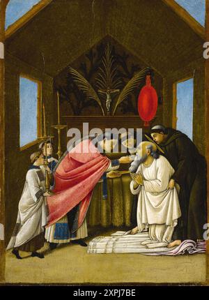 DAS letzte Abendmahl des Heiligen Hieronymus, The Last communion of Saint Jérôme, Gemälde von Sandro Botticelli (1. März 1445 - 1510), einer der bedeutendsten Italienischen Maler und Zeichner der frühen Renaissance, Historisch, digital restaurierte Reproduktion von einer Vorlage, date d'enregistrement non indiquée Banque D'Images