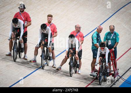 Le Bourget, France. 06 août 2024. Équipe d'Allemagne sur la piste cyclable, Jeux Olympiques Paris 2024 le 6 août 2024 à Saint-Quentin-en-Yvelines au Bourget, France - photo Matthieu Mirville/DPPI Media/Panoramic Credit : DPPI Media/Alamy Live News Banque D'Images