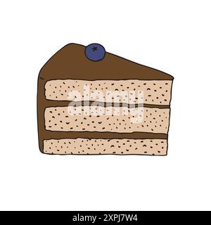 Vecteur dessiné à la main doodle croquis coloré morceau de gâteau Illustration de Vecteur