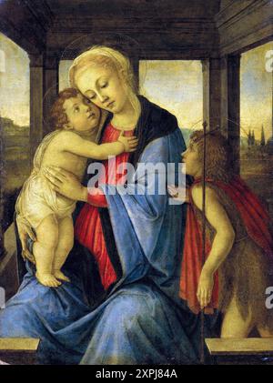 Die Madonna mit dem kind und dem heiligen Johannes dem Täufer, la Vierge et l'enfant avec l'enfant Saint Jean Baptiste, Gemälde von Sandro Bottic Banque D'Images