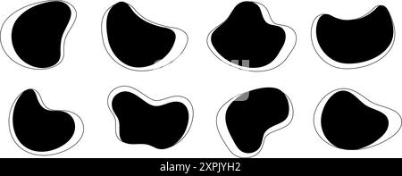 formes de blob. ensemble d'éléments graphiques de buvardage ronds irréguliers. doodle drops avec cercle de contour. Illustration vectorielle Illustration de Vecteur