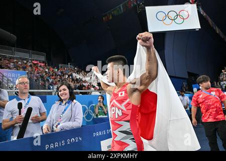 OZAKI Nonoka Japan (JPN), OBORUDUDU Blessing (NIR), match féminin de la médaille de bronze de la lutte Freesyle 68kg au champ-de-mars Arena, lors des Jeux Olympiques de Paris 2024, 6 août 2024, Paris, France. Crédit : Enrico Calderoni/AFLO SPORT/Alamy Live News Banque D'Images