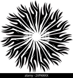 Icône de mandala tribal noir avec ombre. Parfait pour les logos, icônes, articles, tatouages, autocollants, affiches, bannières, vêtements, chapeaux Illustration de Vecteur