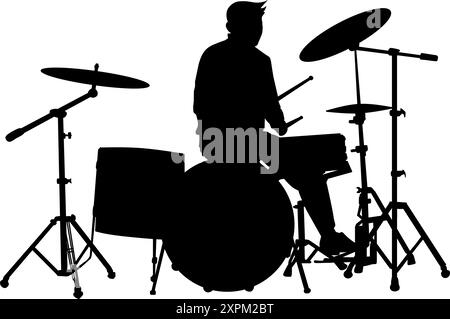 Silhouette de batteur. parfait pour les autocollants, tatouages, éléments d'affiche, bannières, vêtements, chapeaux Illustration de Vecteur