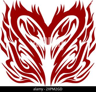 Motif tribal de couleur rouge en forme d'amour ou de coeur. Parfait pour les autocollants sur le thème de la saint-valentin, tatouages, éléments de médias sociaux, etc Illustration de Vecteur