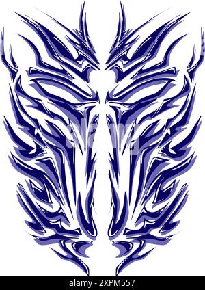 Tatouage tribal bleu. Parfait pour chapeaux, tatouages corporels, t-shirts, affiches Illustration de Vecteur