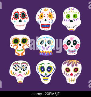 illustration vectorielle de dessin animé de jeu de crâne de jour mort Illustration de Vecteur