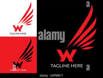 Lettre W logo icône éléments de modèle de conception. Convient à toute entreprise ou identité d'entreprise. W avec ailes tranchantes, marque commerciale Illustration de Vecteur