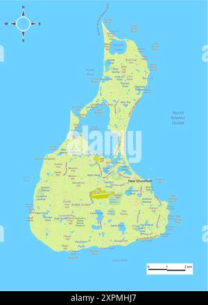 Carte artistique de Block Island, Rhode Island, États-Unis Illustration de Vecteur