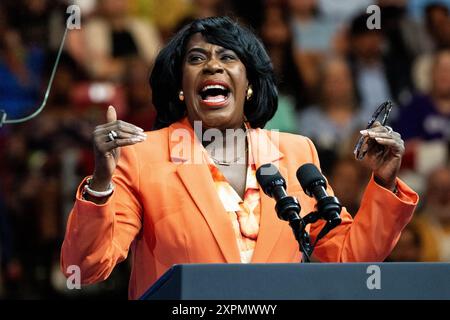 Philadelphie, États-Unis. 06 août 2024. Cherelle Parker, maire de Philadelphie, s'exprimant lors d'un événement de campagne Harris/Walz au Liacouras Center de l'Université Temple de Philadelphie. Crédit : SOPA images Limited/Alamy Live News Banque D'Images