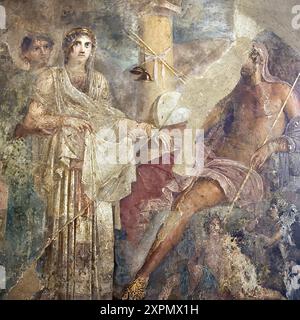 Cronus et Rhéa assistés par Iris, fresque, quatrième style, c. 65 EC, d'un modèle de l'âge classique. De Pompéi, Maison du poète tragique. Naples, Musée archéologique national Banque D'Images