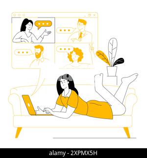Visioconférence et réunion en ligne Illustration de Vecteur